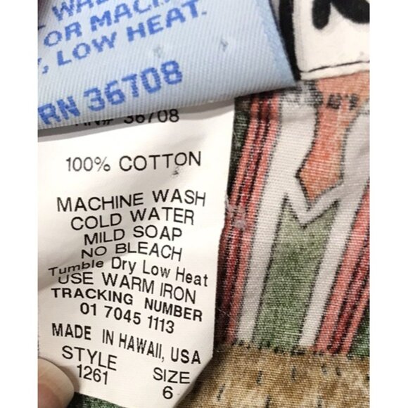 RJC Boys Authentic Hawaiian Button Down Shirt Size 6 Coconut Shell Buttons EUC - Picture 4 of 5